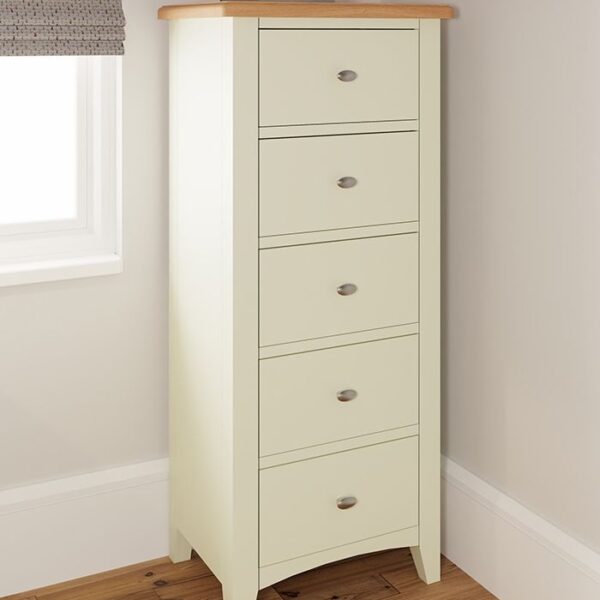 5 Drawer Narrow Chest in White