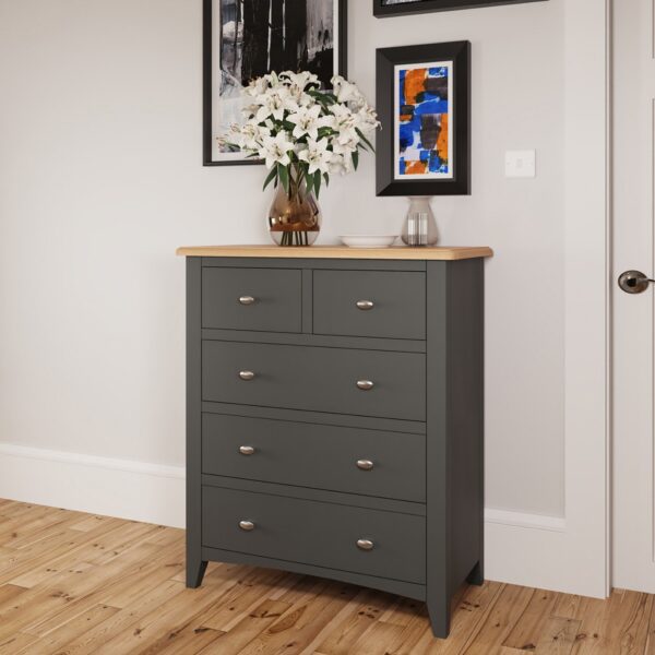 Grey 2 over 3 Chest of Drawers