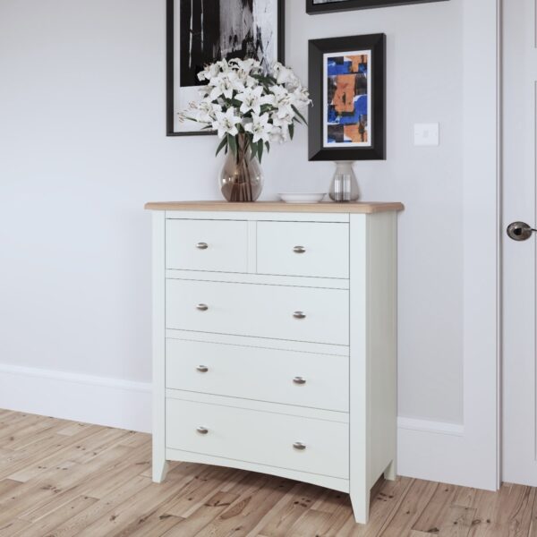 Oak & White Painted 2 Over 3 Drawer Chest