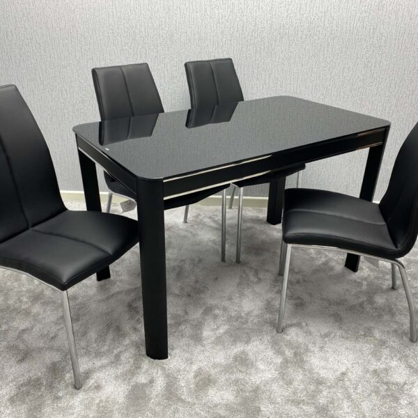 Morano Dining Set Black with 4 Black Carlo Chairs