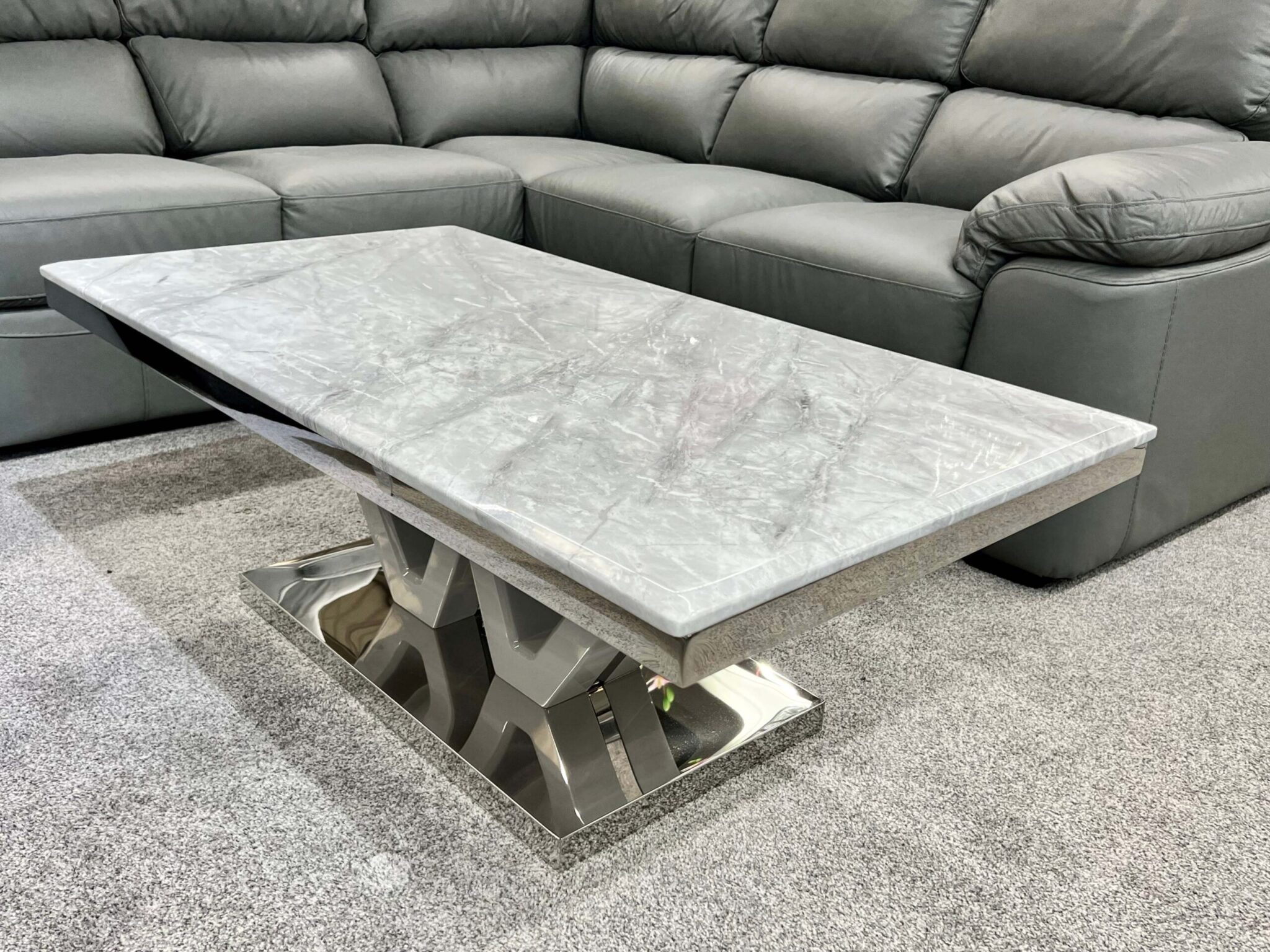Majestic Grey Marble Coffee Table Trendy Carpets