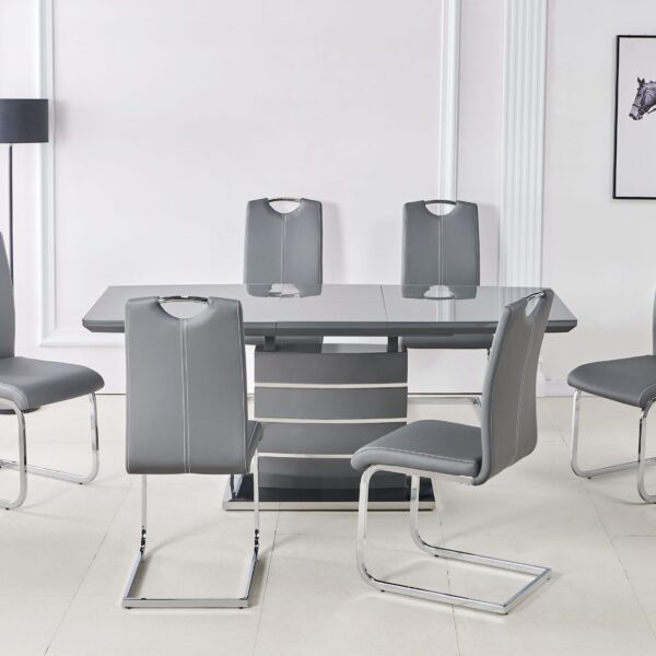 Milan Grey Extending Dining Table with 6 Milan Chairs