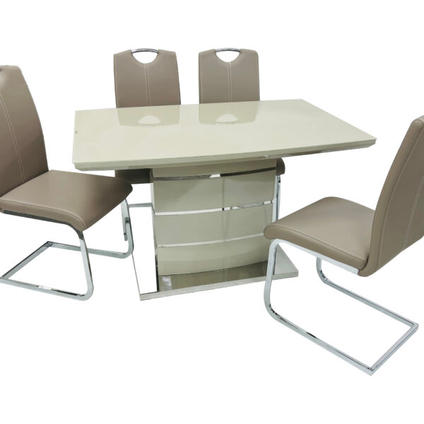 Milan Cappuccino Dining Set with 4 chairs120cm Dining Table