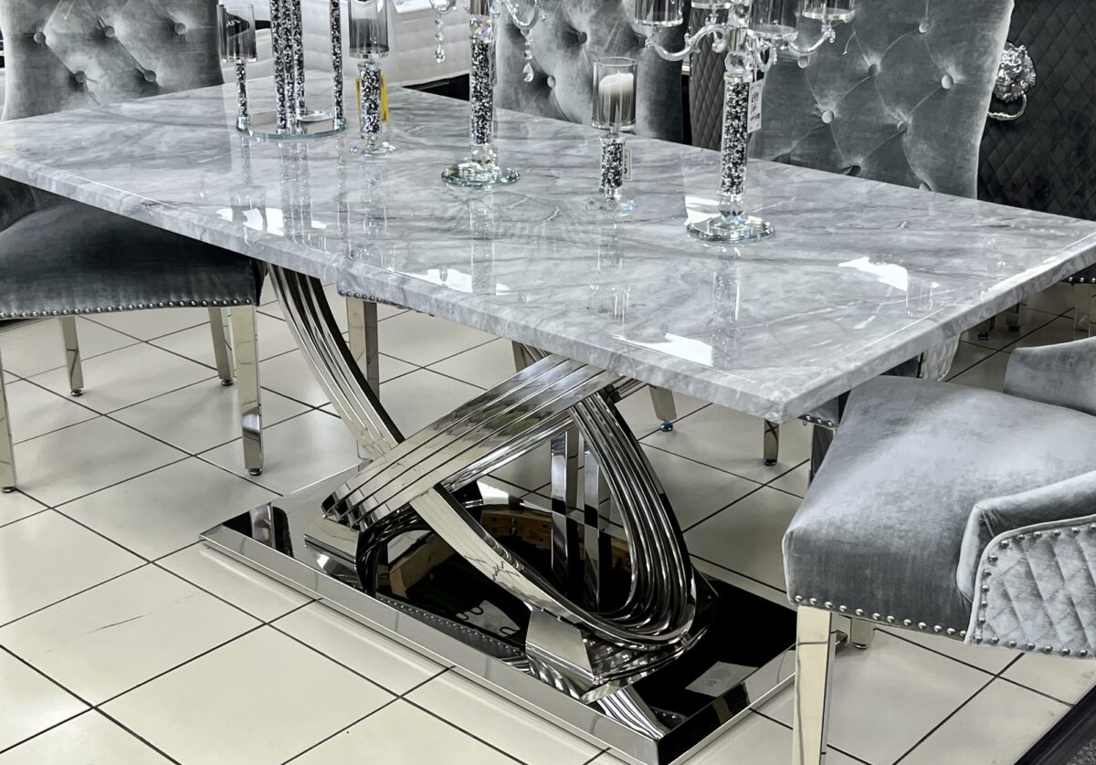 Elina 1.8m Grey Marble Dining Table