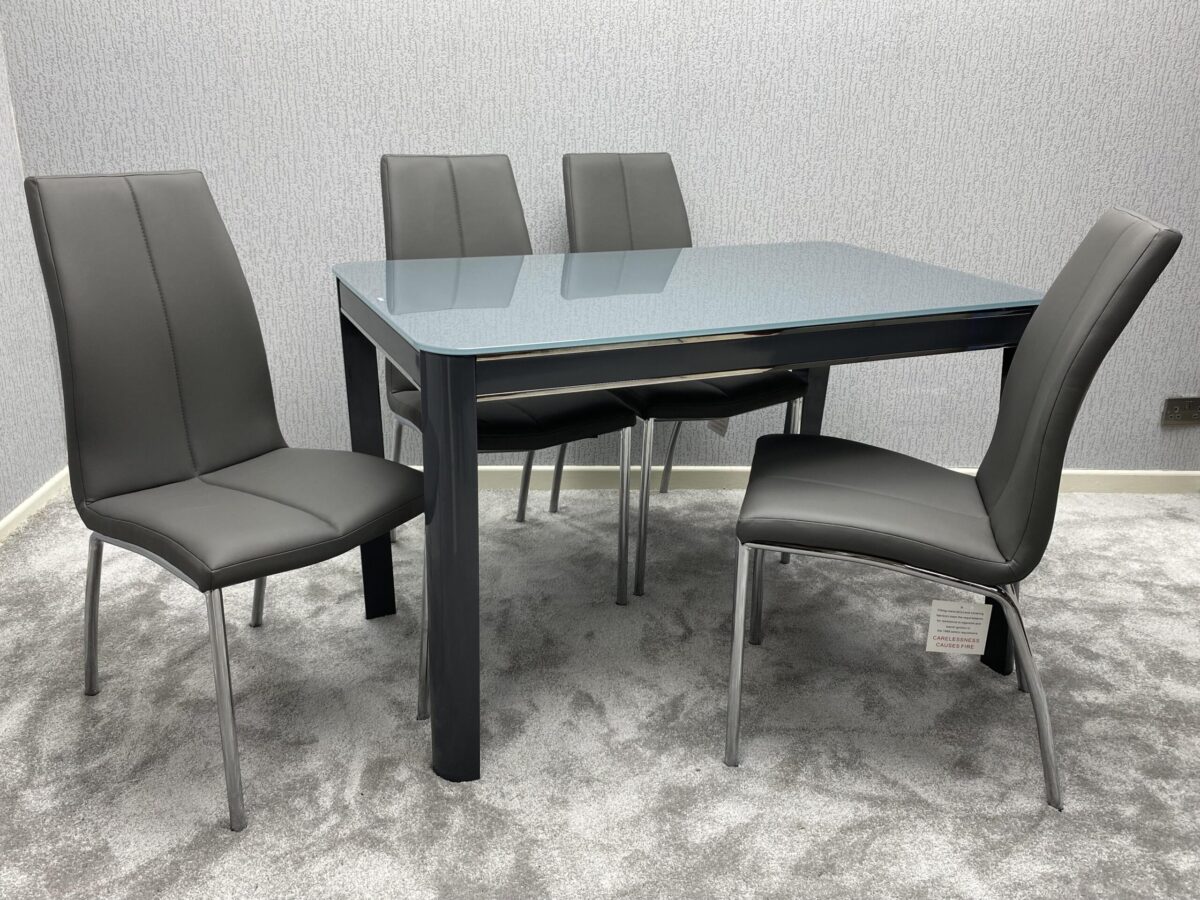 Morano Dining Set Grey with 4 Grey Carlo Chairs