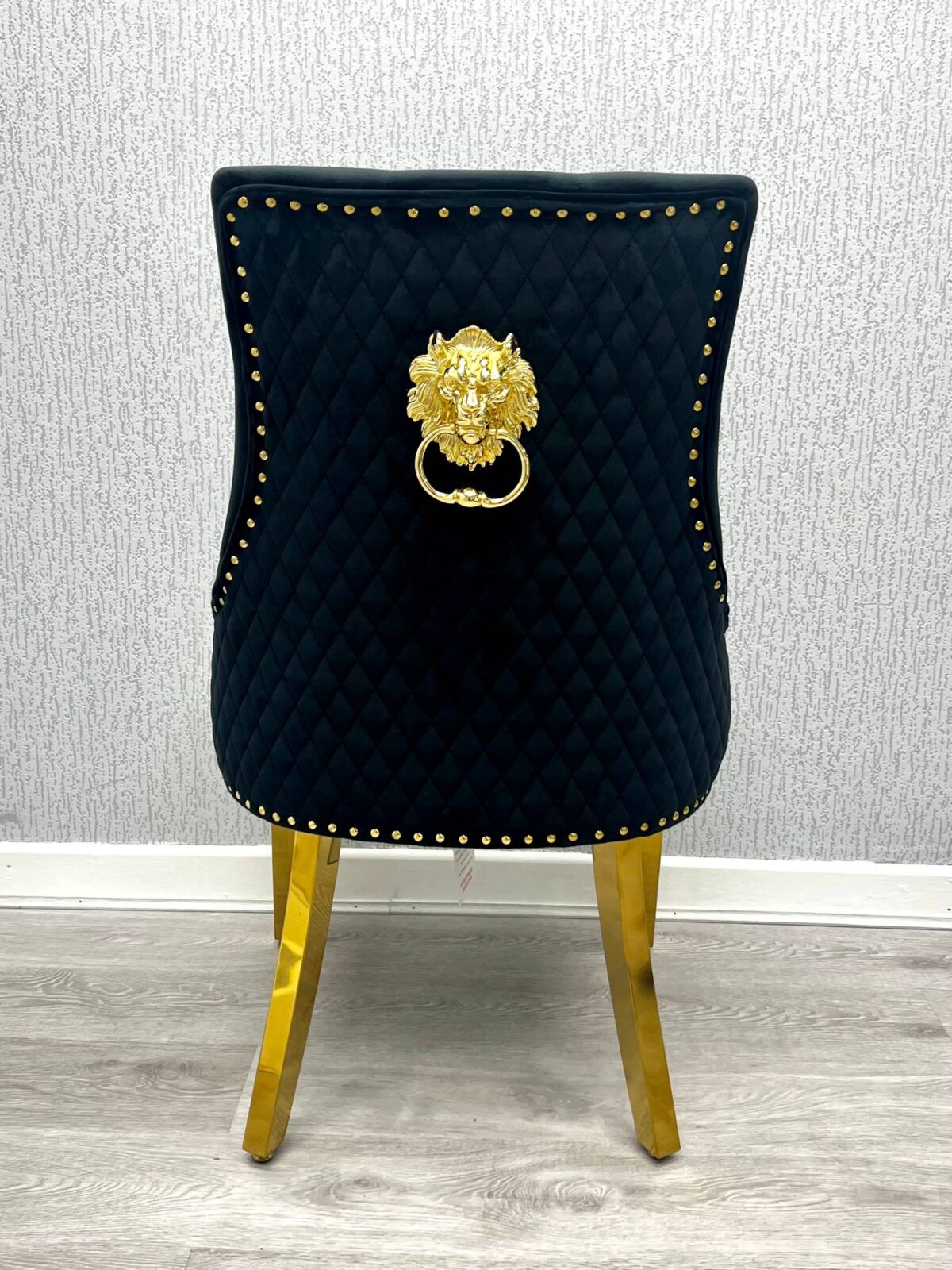 Majestic Black Gold Lion Knocker Chair