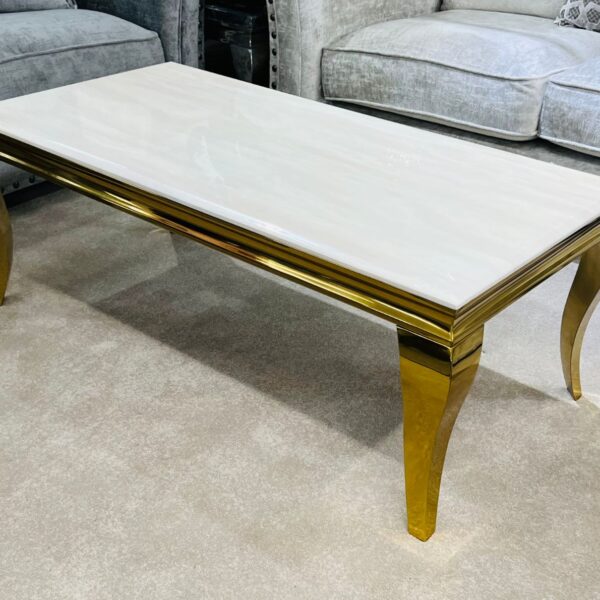 Sofia Cream & Gold Frame Marble Coffee Table
