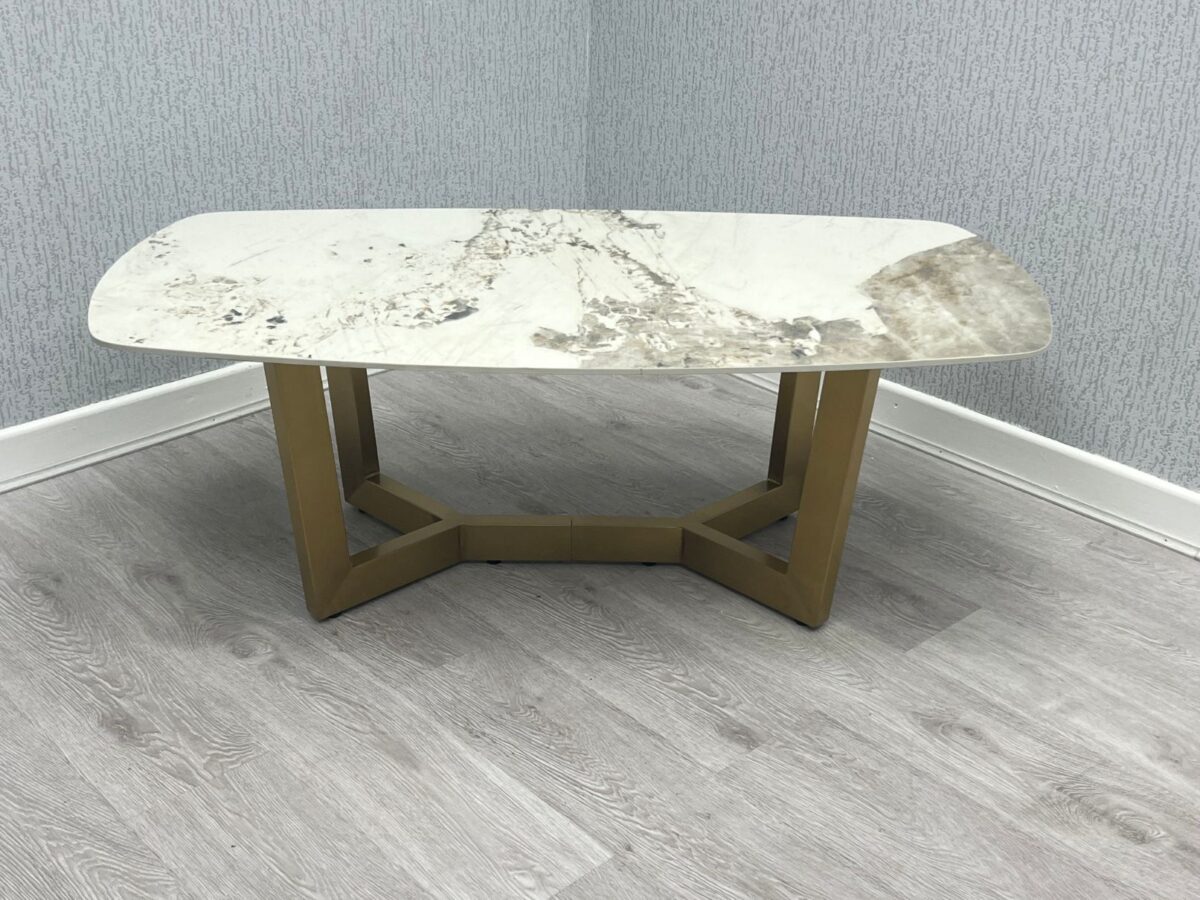 Sorrento Oval Ceramic Gold Coffee Table