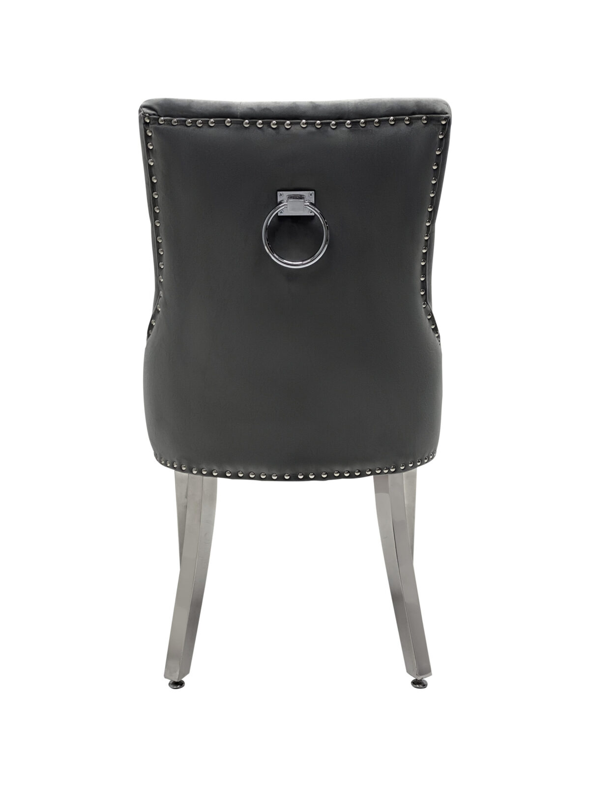Valencia Hudson Grey PU Leather Dining Chair Ring Knocker