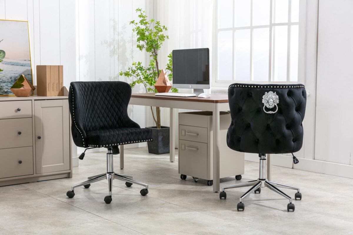 Valentino Black Velvet Office Chair