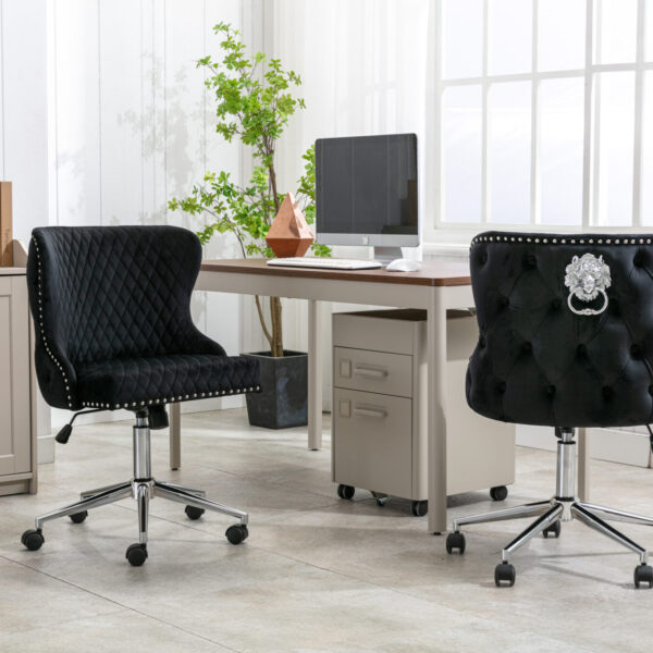 Valentino Black Velvet Office Chair