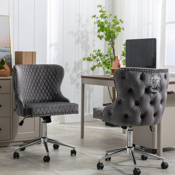 Valentino Grey Velvet Office Chair