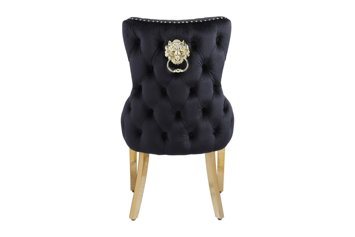 Victoria Black Gold With Lion Knocker Dining Chair