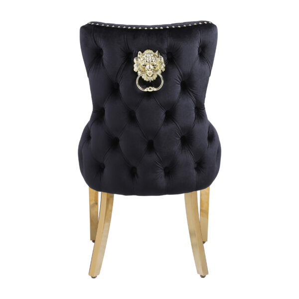Victoria Black Gold With Lion Knocker Dining Chair