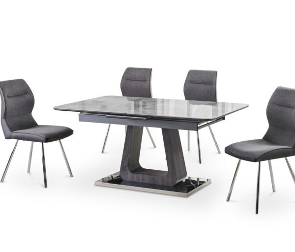Zermatt 120cm Dining Table (120 cm Fixed Top) (Grey Ceramic) with 4 Zermatt Chairs