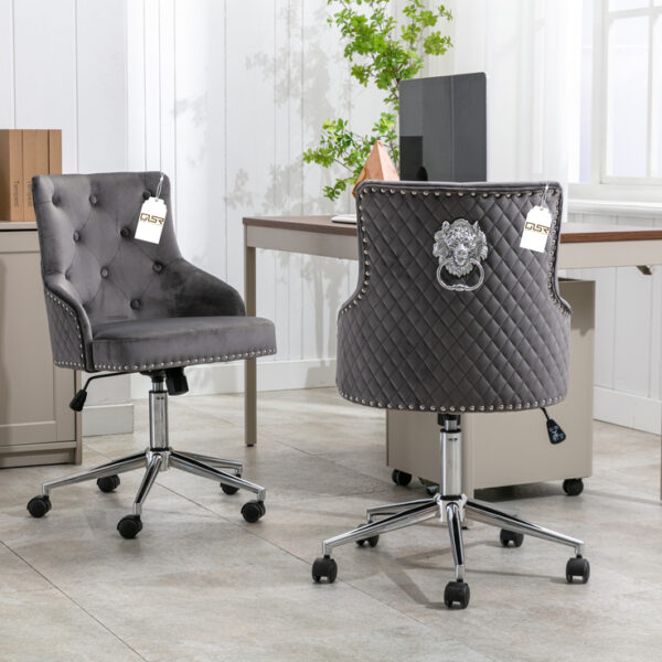 Majestic Grey Velvet Office Chair