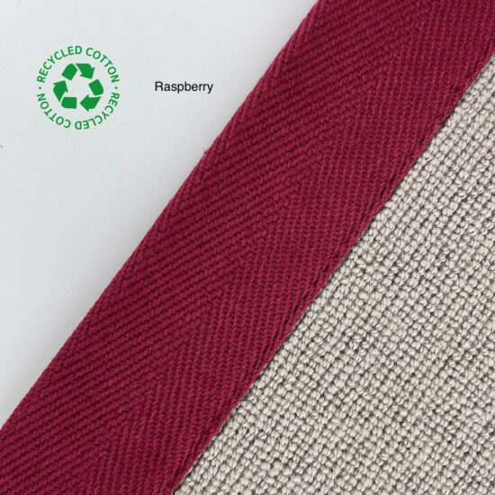Jaspa Woven herringbone stair runner edging tape in Raspberry