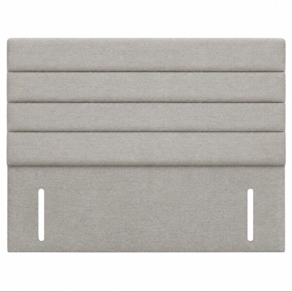 Light grey 3 Line Lotus floor standing upholstered headboard with four horizontal padded panels