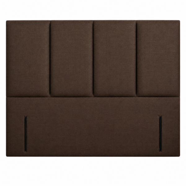 Brown 3 Line Opra floor standing upholstered headboard with four vertical padded panels