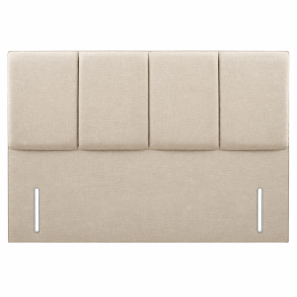 Cream 3 Line Opra floor standing upholstered headboard with four vertical padded panels