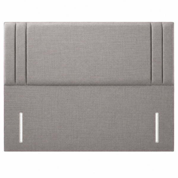 Grey Apollo floor standing upholstered headboard with a plain centre and vertical end panels