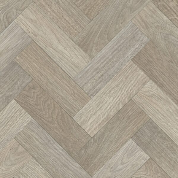 Lasso Herringbone Weathered Oak herringbone wood-effect sheet vinyl flooring