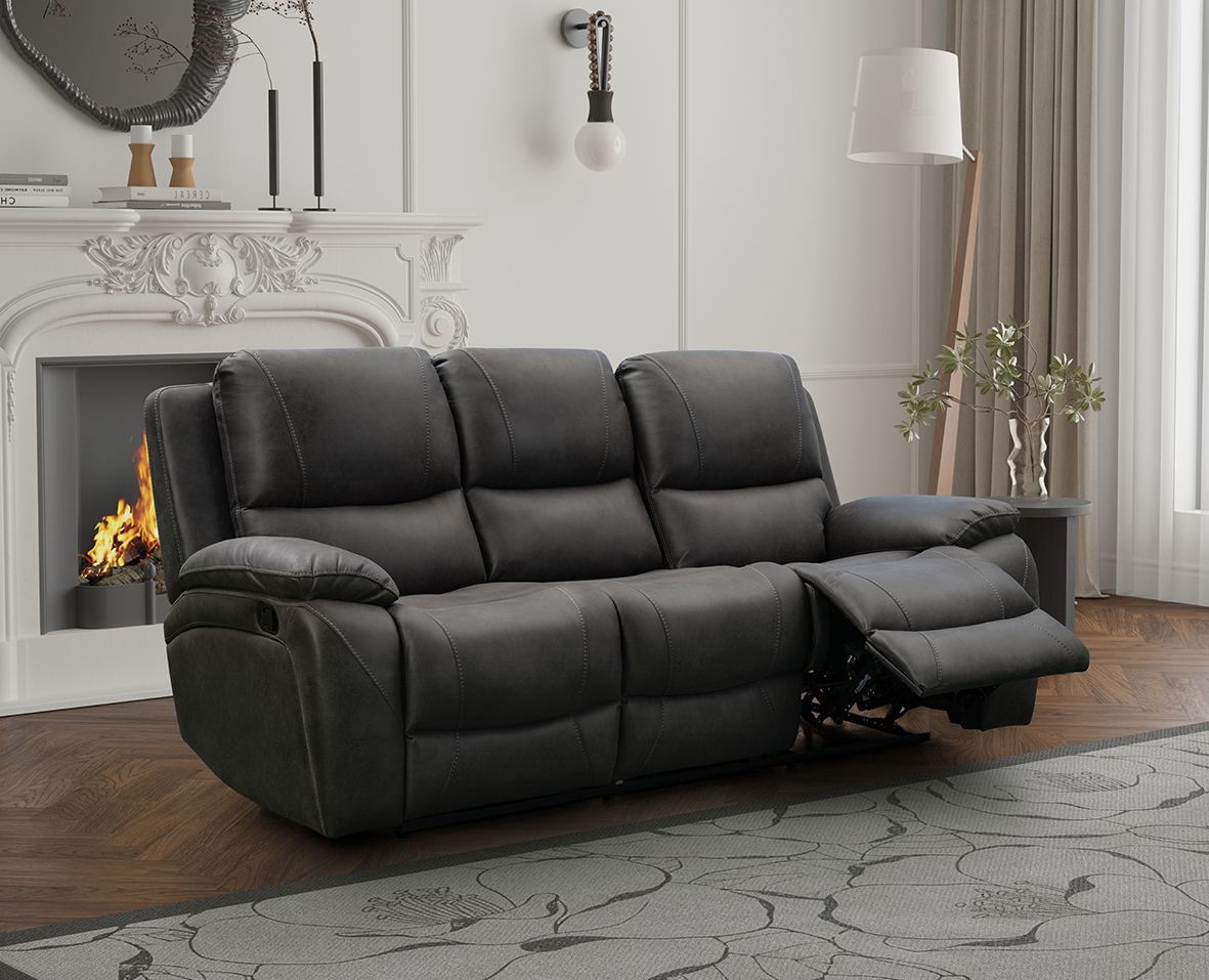 Isobella Grey Three Seater Isobella Grey Three Seater manual recliner sofa
