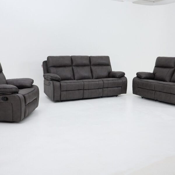 Leon 3 2 1 sofa set grey manual recliner sofa Trendy Carpets