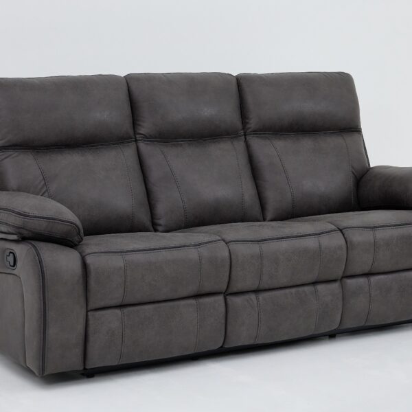 Leon 3 seater grey manual recliner sofa Trendy Carpets