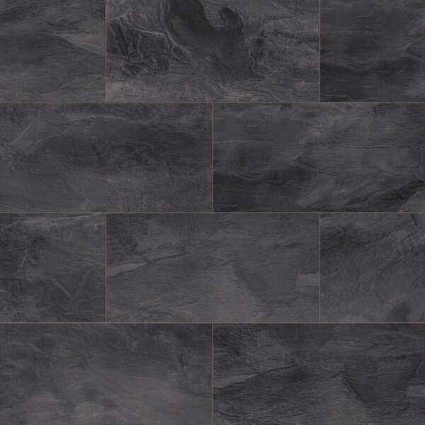 Organic Classic Nightfall Slate 8mm dark charcoal stone-look laminate tile pattern