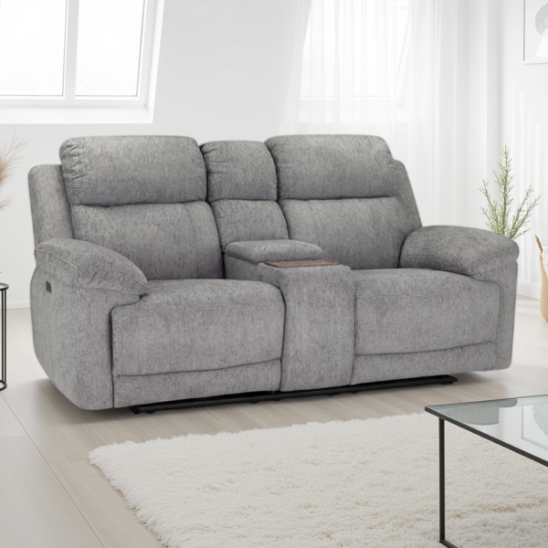 Owen Electric Recliner Grey 2 Seater sofa at Trendy Carpets