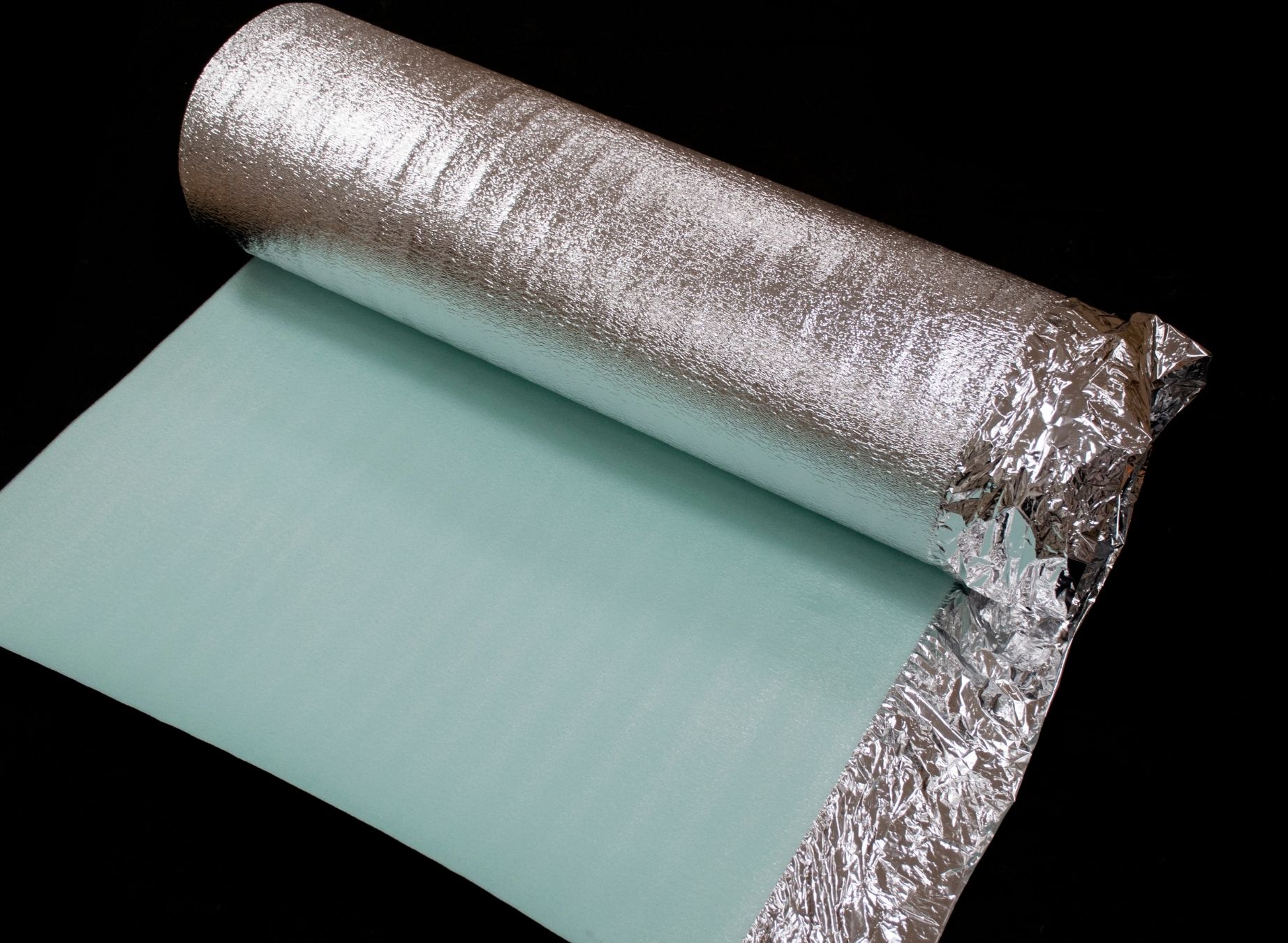 Silver Foil 3mm Underlay Silver Foil 3mm Underlay roll showing silver foil facing and foam backing