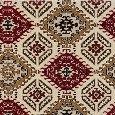 Geometric Red Beige carpet Geometric Red Beige patterned carpet swatch