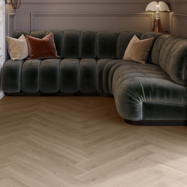 Invictus Maximus Divine Oak Herringbone Cookie flooring