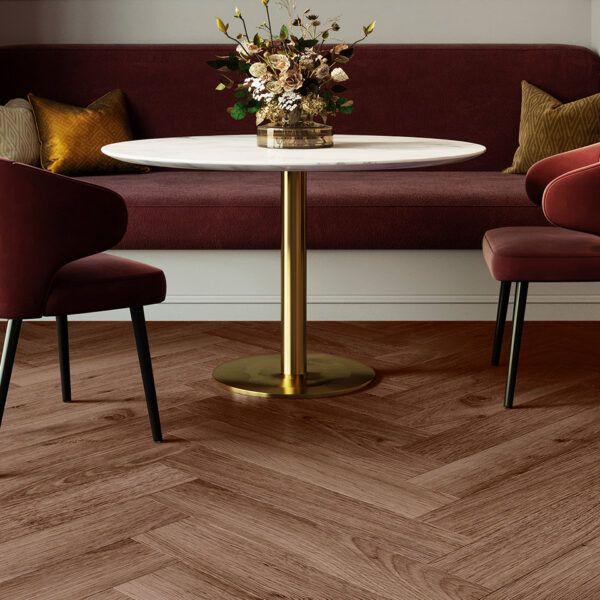 Invictus Maximus Highland Oak Herringbone Chocolate flooring