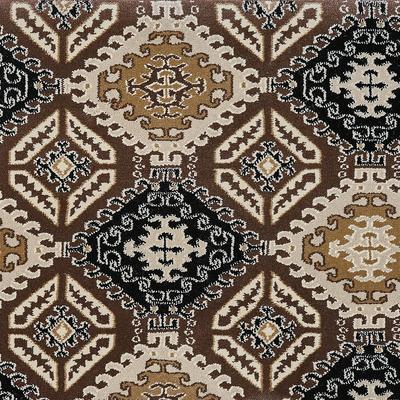 Geometric Black Brown patterned carpet swatch