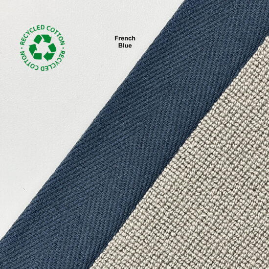 Jaspa Woven herringbone stair runner edging tape in French Blue