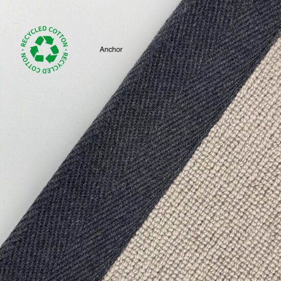 Jaspa Woven herringbone stair runner edging tape in Anchor