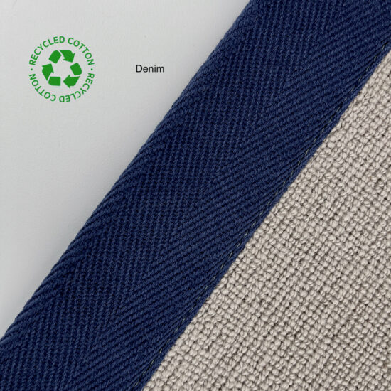 Jaspa Woven herringbone stair runner edging tape in Denim