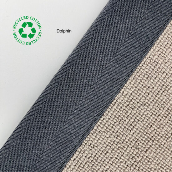 Jaspa Woven herringbone stair runner edging tape in Dolphin