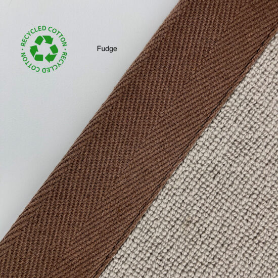 Jaspa Woven herringbone stair runner edging tape in Fudge