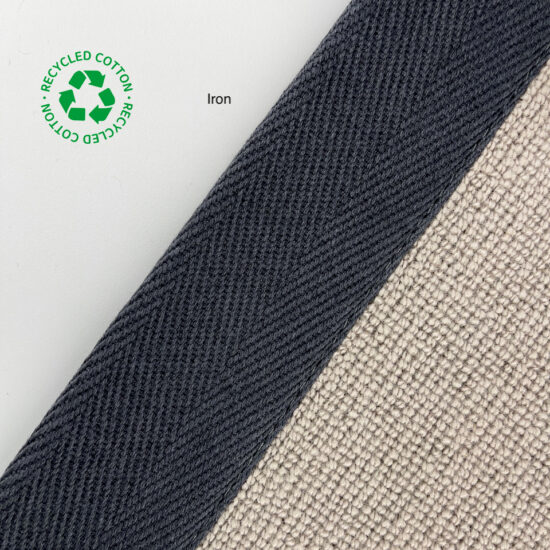 Jaspa Woven herringbone stair runner edging tape in Iron