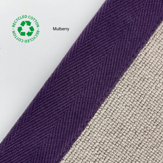 Jaspa Woven herringbone stair runner edging tape in Mulberry