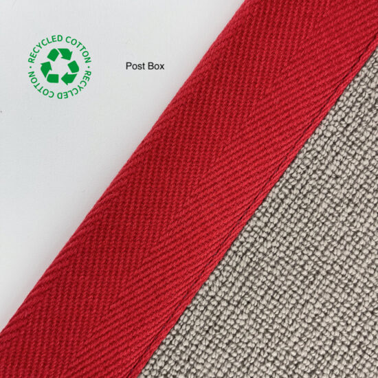 Jaspa Woven herringbone stair runner edging tape in Post Box