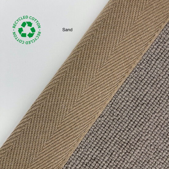 Jaspa Woven herringbone stair runner edging tape in Sand