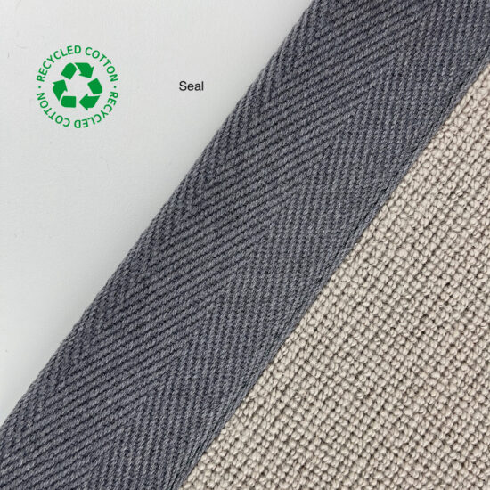Jaspa Woven herringbone stair runner edging tape in Seal