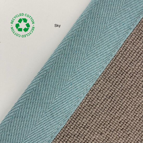 Jaspa Woven herringbone stair runner edging tape in Sky