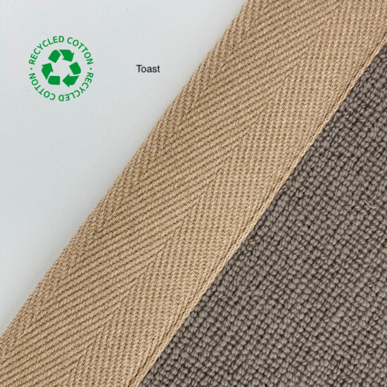 Jaspa Woven herringbone stair runner edging tape in Toast