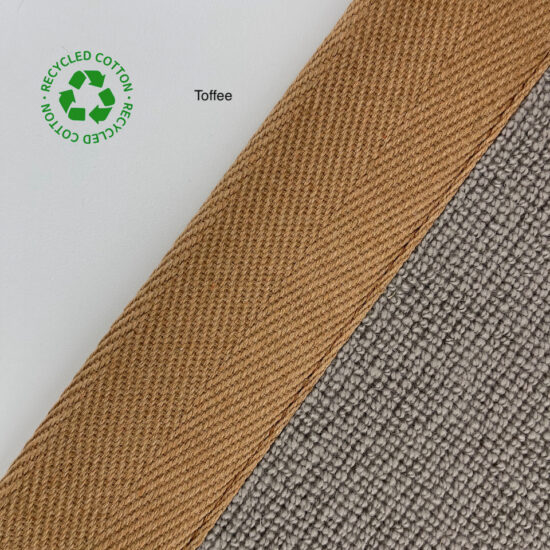 Jaspa Woven herringbone stair runner edging tape in Toffee