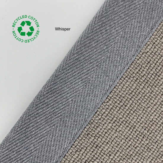Jaspa Woven herringbone stair runner edging tape in Whisper